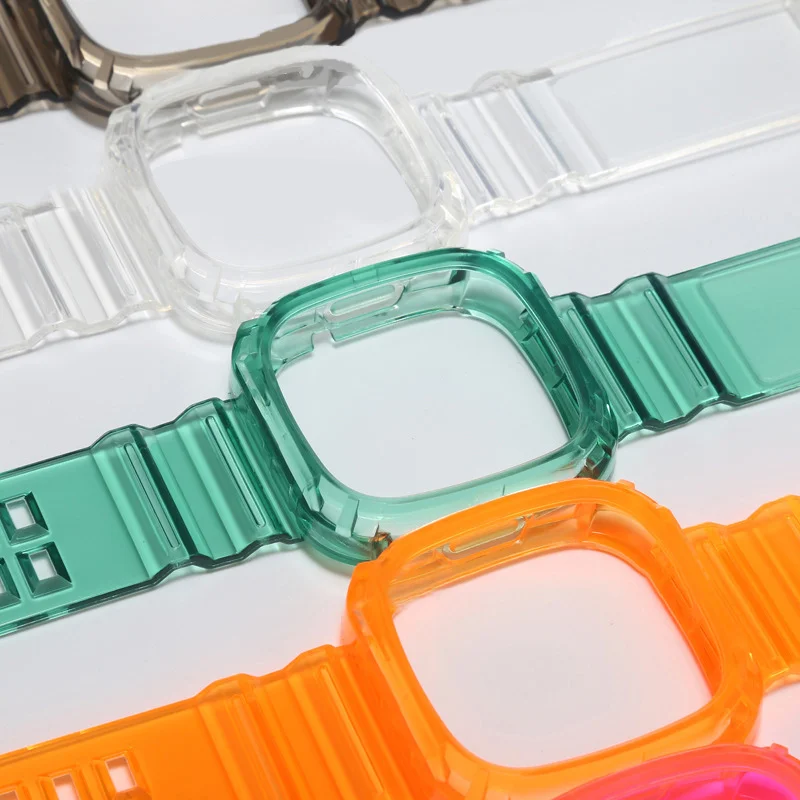 Transparent TPU Silicone Replacement Band and Case for Smartwatch Wristband Bracelet
