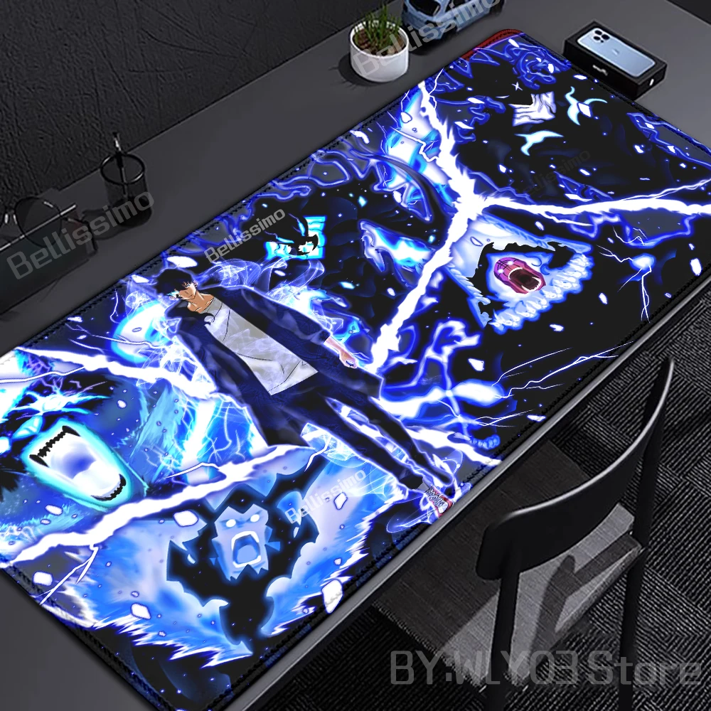 Premium Anime Solo Leveling Gaming Desk Mat - Extra-Large Non-slip HD Mouse Pad with Locking Edges (90x40cm)