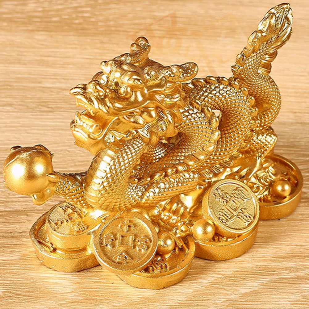 2024 Feng Shui Dragon Statue Attract Wealth Chinese Dragon Figurines Good Luck Auspicious Dragon Statuette for Home Office