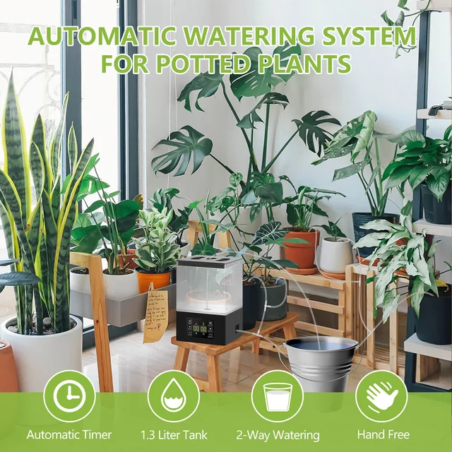 Potted Plants Automatic Watering System 1.3L Tank Home Drip Irrigation Plant Watering Auto Timer for Flowers Plant Garden Tools 4