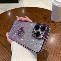 Butterfly Ring Holder Glitter Phone Case - Soft Cover with Premium Design for OnePlus ACE3V (PURPLE)