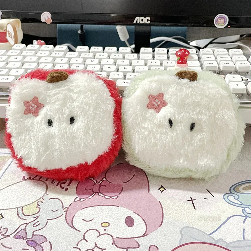 Kawaii Cartoon Mini Apple Plush Zero Wallet Girl Cute Plush Coin Wallet Key Storage Bag Children Coin Purse Holiday Party Gifts