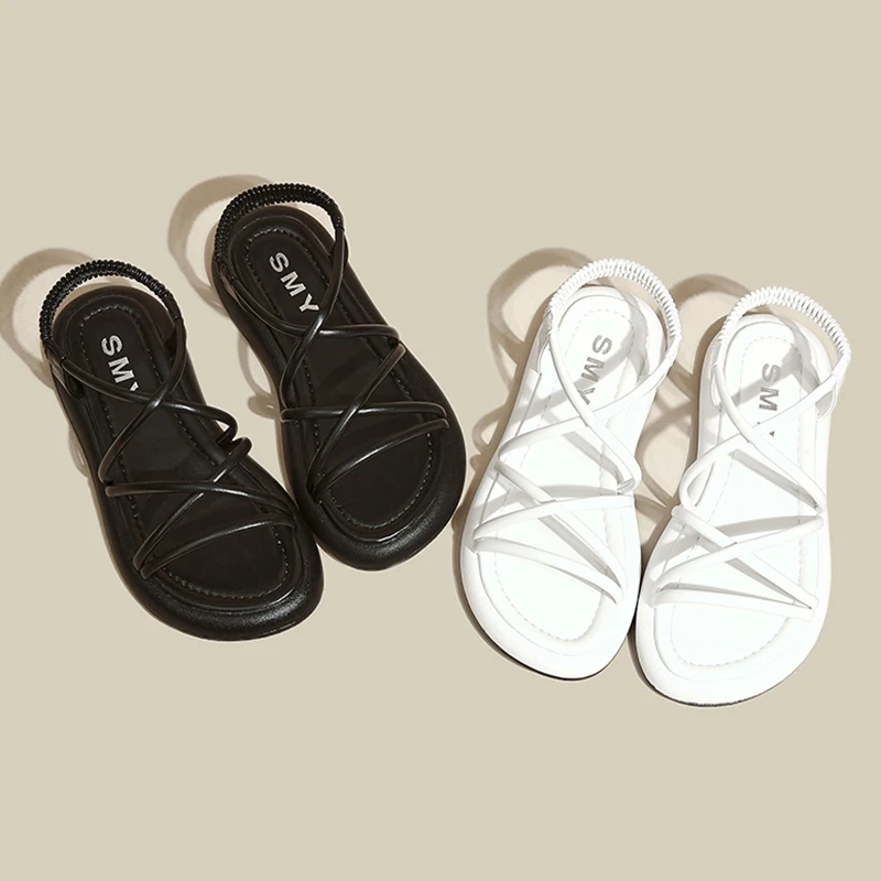 Sandales Romaines à Semelle Souple pour Femme, Petites Chaussures d'Été Élevées, Décontractées, Nouvelle Collection 2024