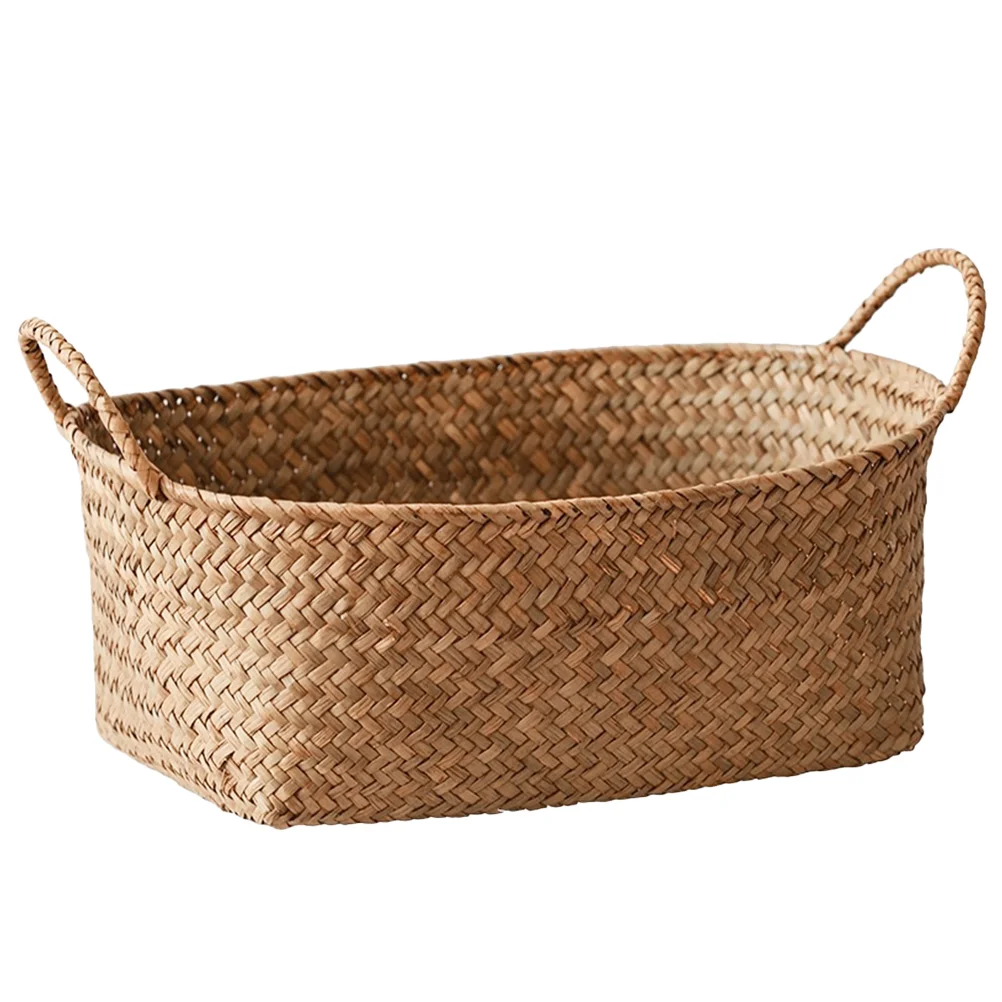 

Storage Bins Straw Basket Woven Decor Sundries Organizer Christmas Small Decorative