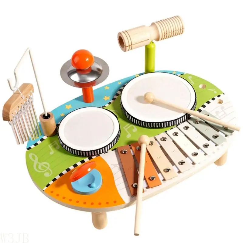 W3JB Hölzernes Kleinkind-Musikset mit multifunktionalem Schlaginstrument, geeignet für den – Detail 1