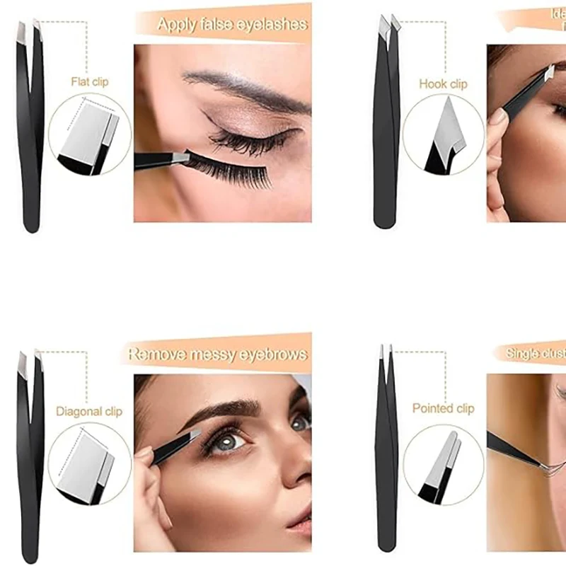Pinzetten-Set, 4-teilig, Premium-Edelstahl-Augenbrauen-Pinzette mit scharfer Spitze für eingewachsene Körper- und Gesichtshaarentfernung – Detail 9