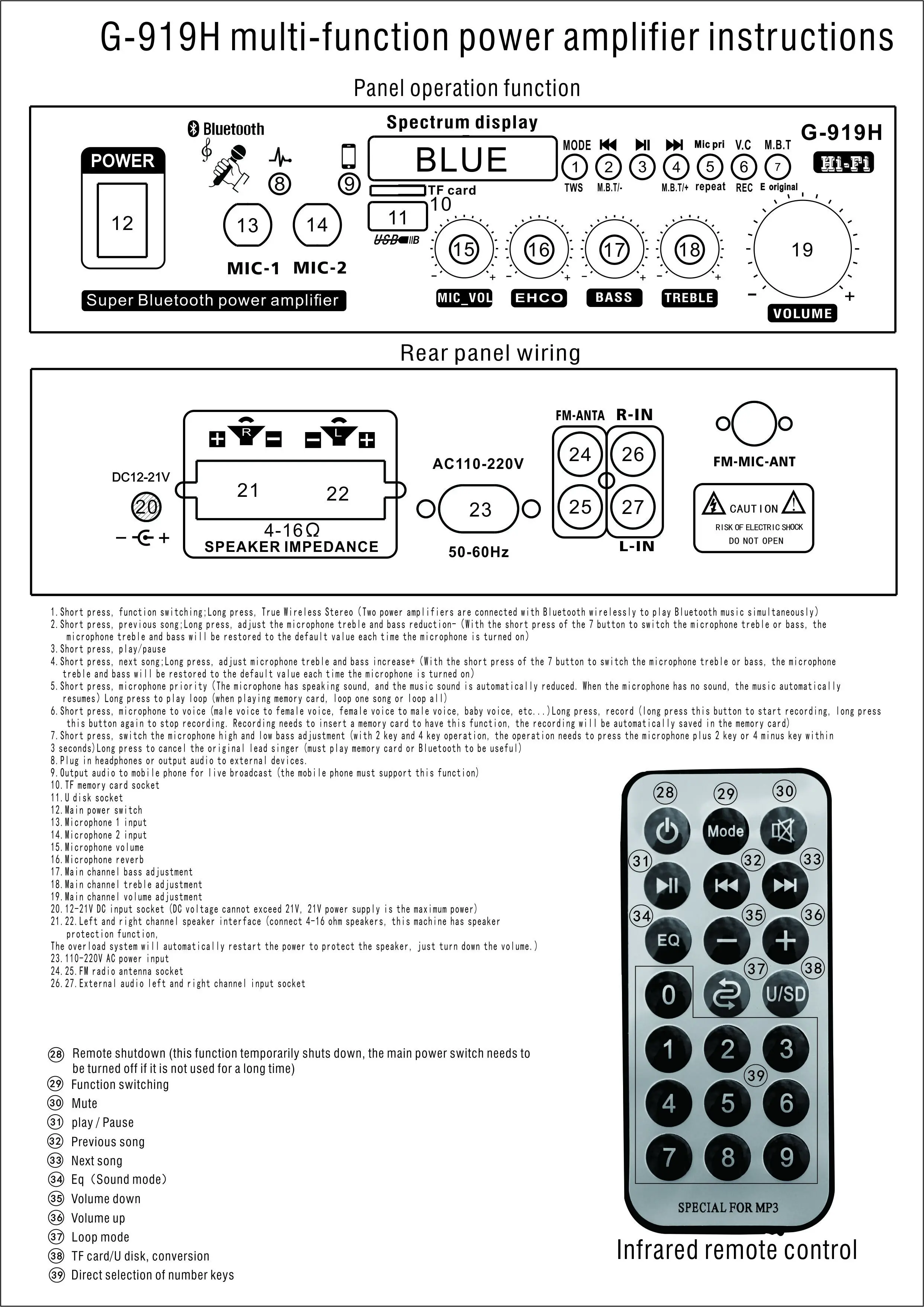 Subwoofer, Bass Power, Bluetooth, AK35, Hifi, Música FM, 110-220V, 1000W