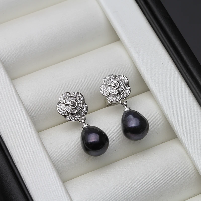 Bohemia Pearl Earrings 925 Silver Jewelry,Natural Freshwater Pearl Earring for Women,Trendy Wedding Girls Gift White Water Drop