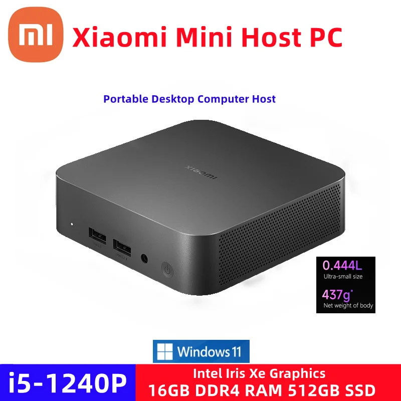 

Xiaomi Mini Host PC Desktop Computer I5-1240P Intel NUC 16GB DDR4 RAM 512GB SSD HDMI2.1 Windows 11 Small Size Portable WiFi6