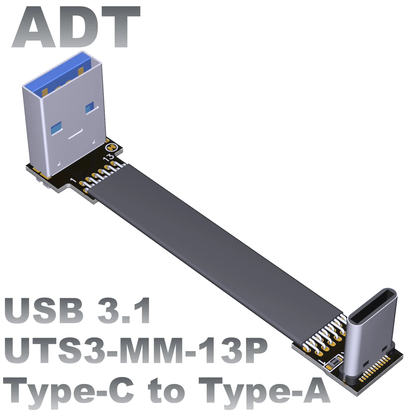 

ADT USB3.1 flat extension cable A female to C male type-c corner chassis built-in cable factory direct sales