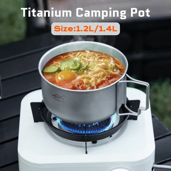 Ultralight Titanium Camping Pot – 1200/1400ml Portable Backpacking Cookware 1