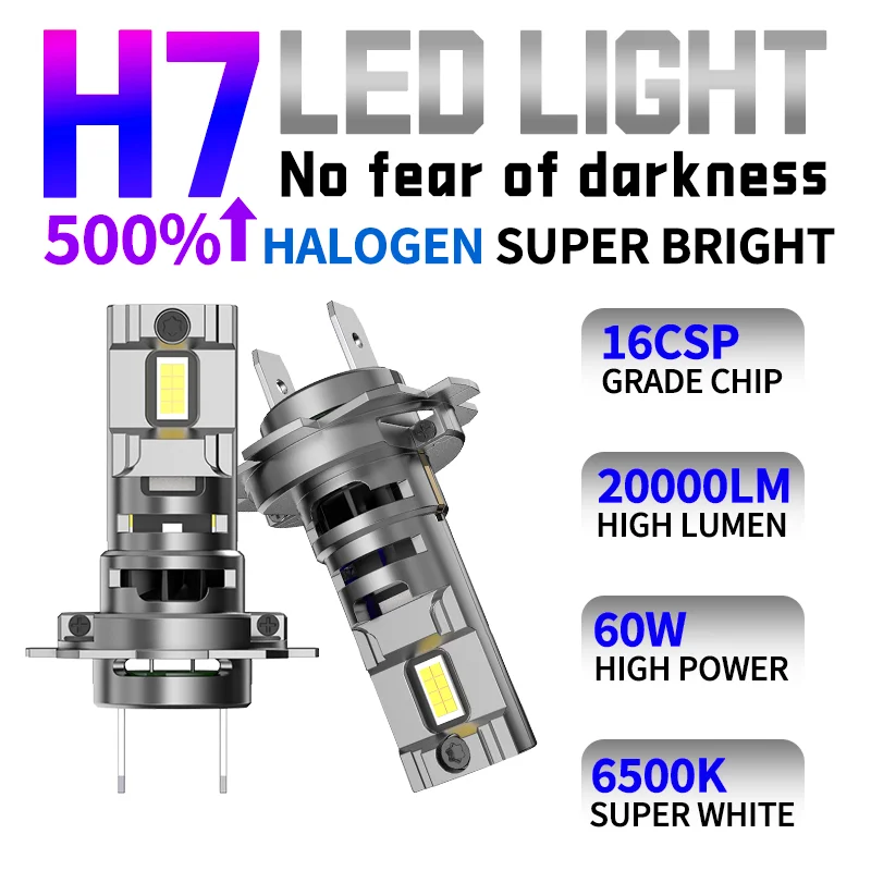 H4 H7 LED Car Headlight Bulbs H11 9005 9006 1:1 Size Mini Turbo Head Lamp 60W CSP Chips Wireless LED Auto Lamps 6500K White 12V