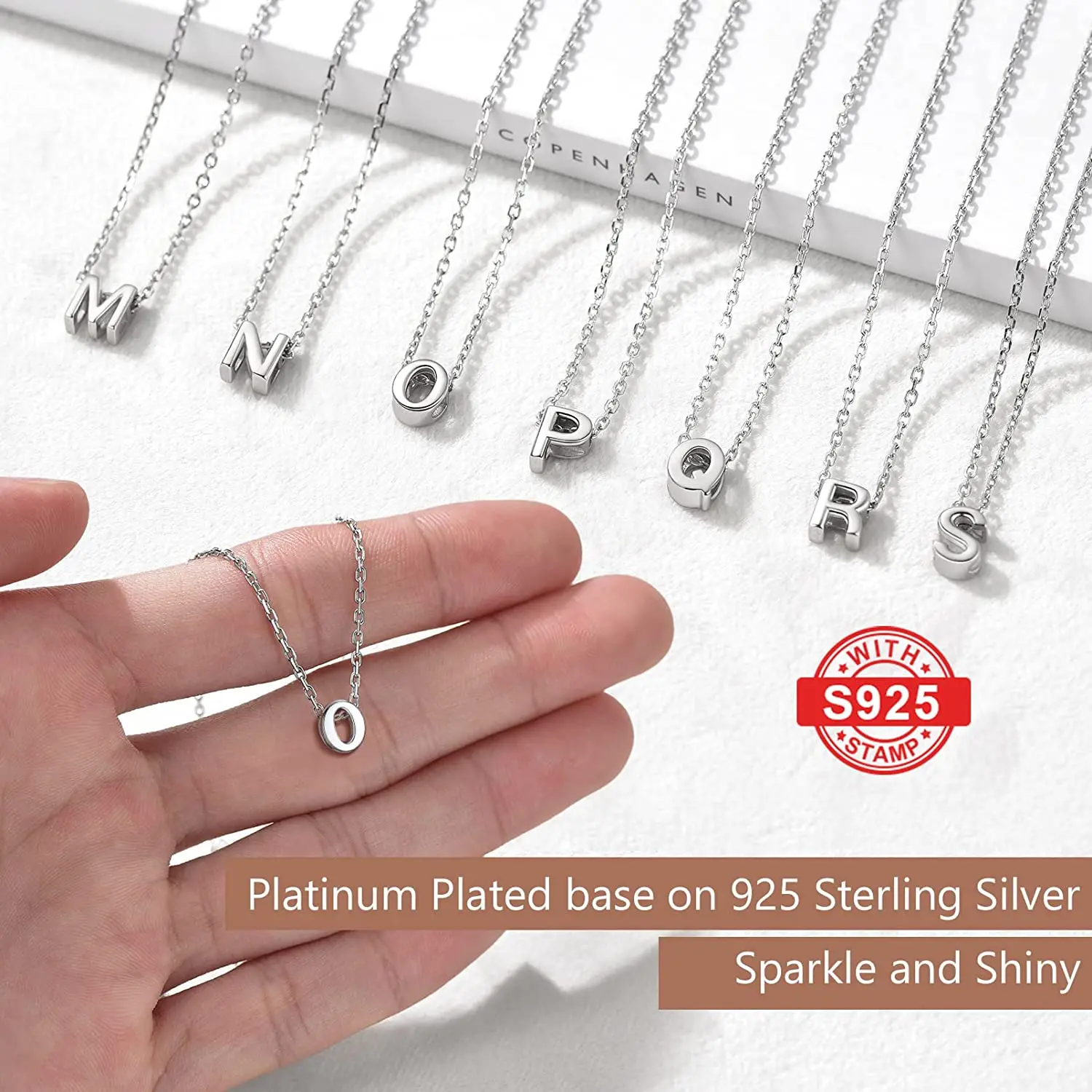 PROSILVER 925 Sterling Silver Initial Charm Necklaces for Womens Girls Chain Choker Dainty Letter A-Z Pendants PYP15091B