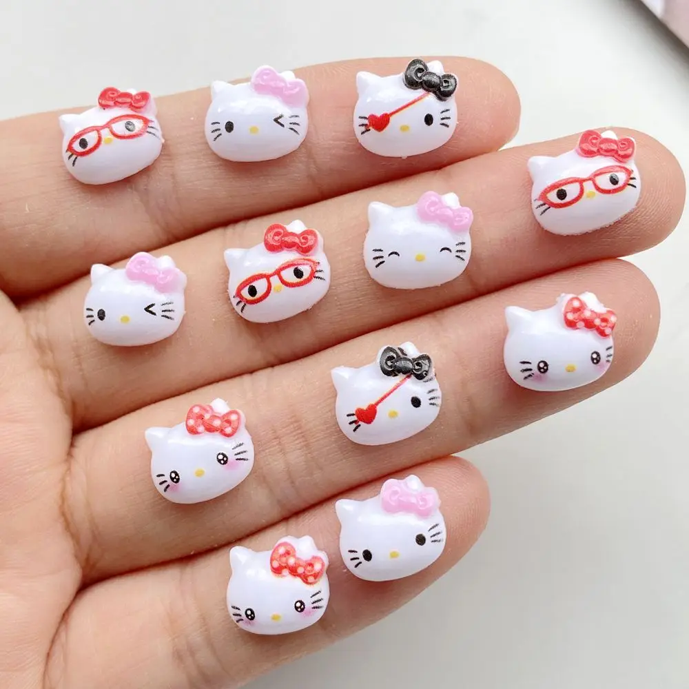 Resin Jewelry Accessories 50Pcs Mini Cartoon Cat Flat Back Ornament Jewelry Making Manicure Hairwear