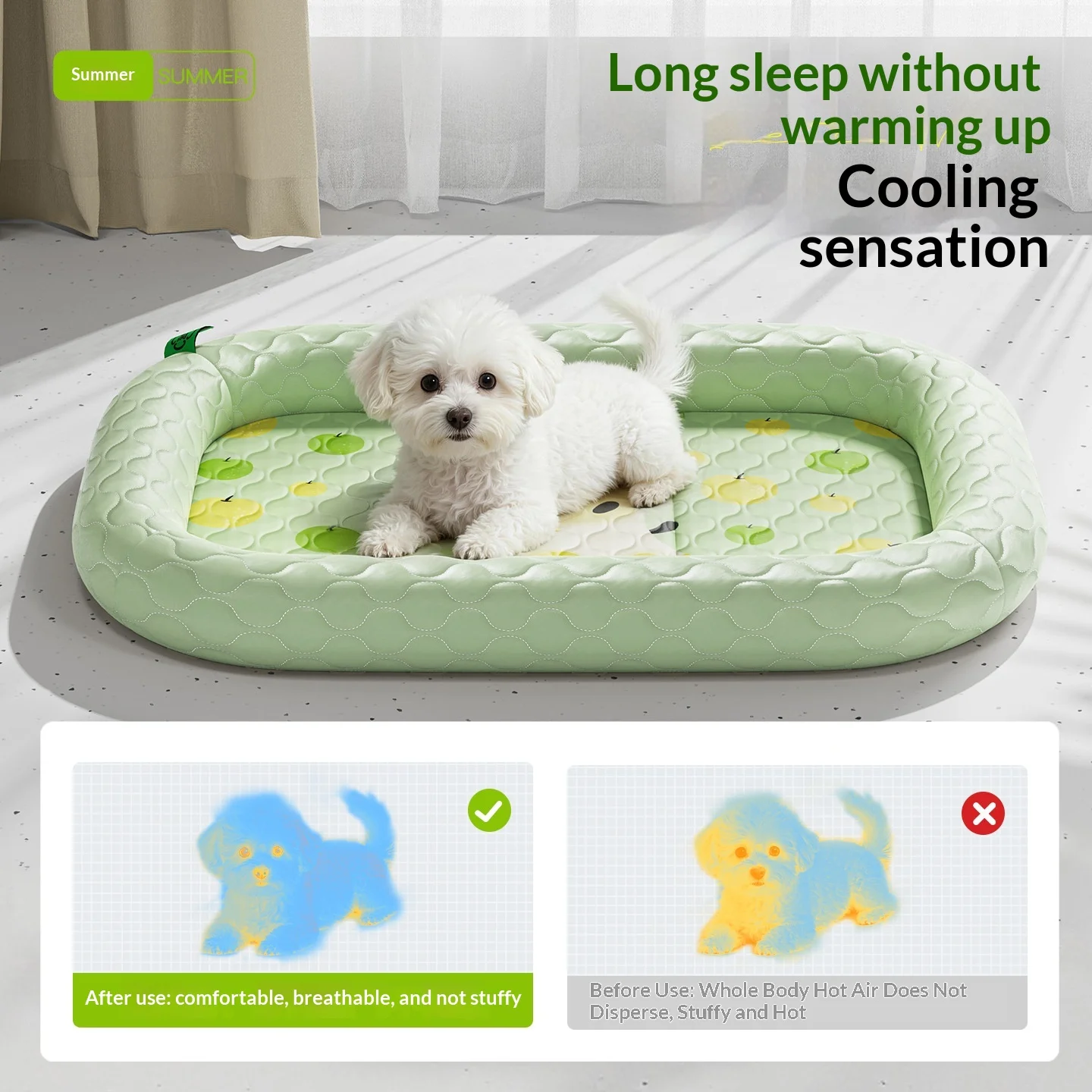 Pet Ice Mat Summer Cooling Dog Cat Mat Ice Silk Fabric Breathable Anti Slip Self Cooling Nest For Small Large Dogs Cats_voghion.com