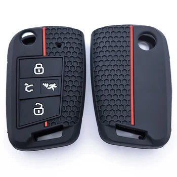 For Volkswagen Golf GTI Alltrack Golf R Sportswagen Polo Skoda Tiguan Atlas E-Golf Jetta Silicone Car Remote Fob Key Cover Case 1