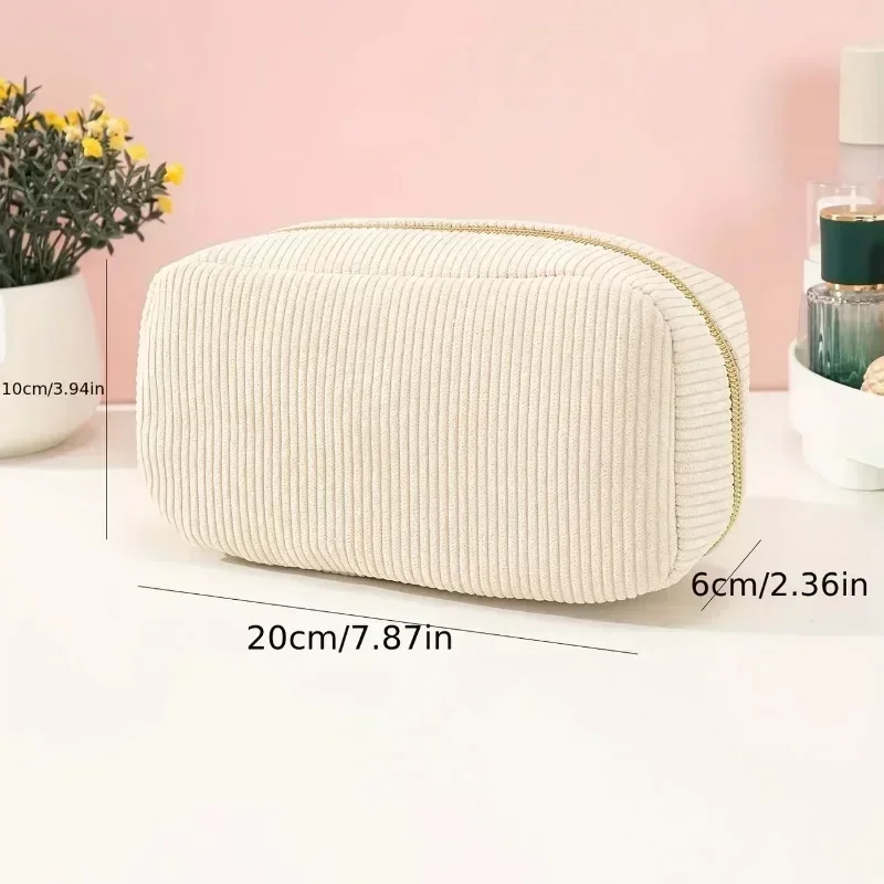 Astuccio Portamatite In Velluto A Coste QOWUXHZ – Morbido, Leggero E Capiente, Perfetto Per Scuola E Trucchi (Bianco)