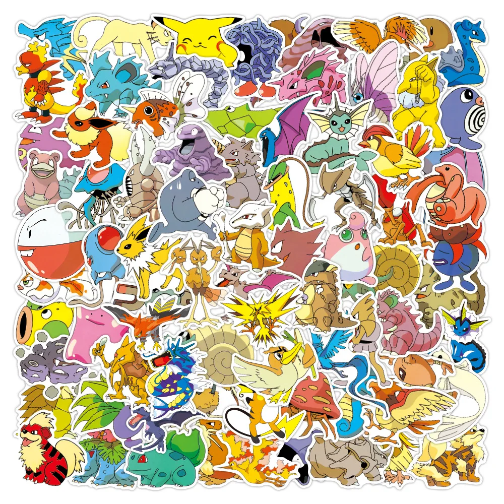 100pcs Sticker Pokemon Sticke Luggage Notebook Skateboard Helmet Sticker  Anime Stickers Cute Pikachu Sticker Pack