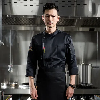 Chef Overalls Long-Sleeved Men's Catering Western Baking Cake Kitchen Large Size Work Wear Autumn and Winter Restaurant Clothing