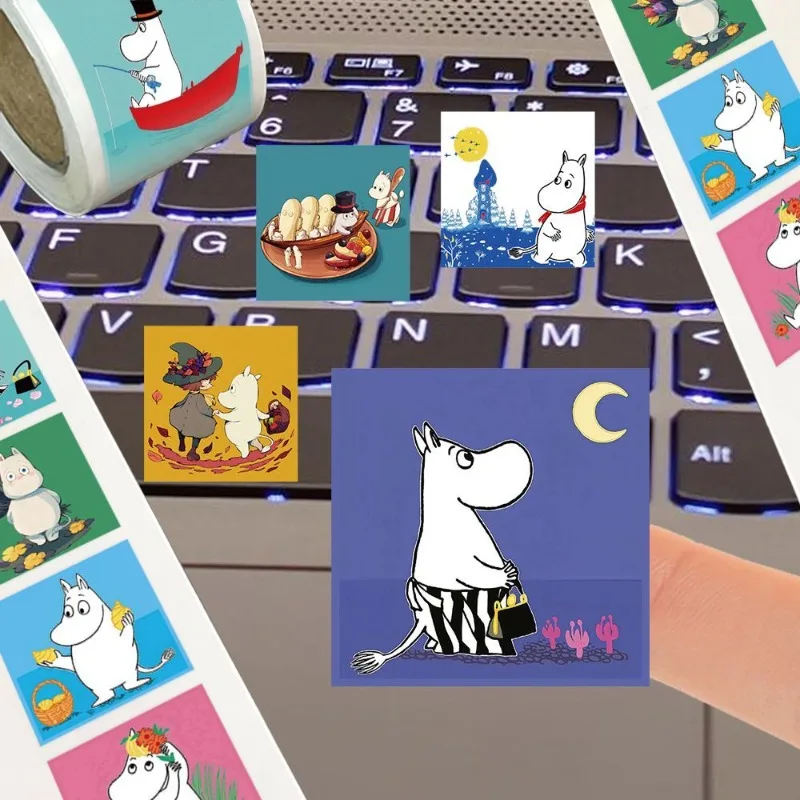 Adesivi Kawaii Serie Moomins 500 Pezzi, Personaggi Cartoon Carini, Stampa HD Creativa, Adesivi DIY per Cover Telefono e Graffiti - immagine 4