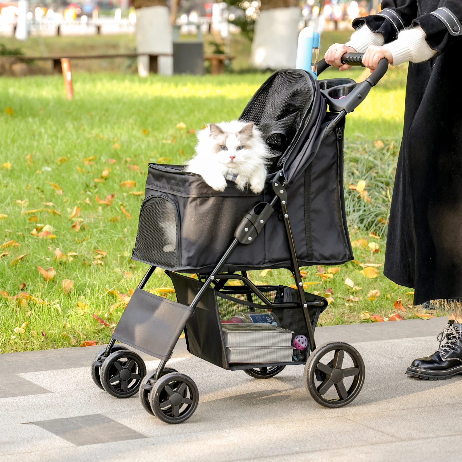 Haustier Hund Träger Kinderwagen Katze Warenkorb Outdoor Atmungs Leichte Faltbare 3 Farben Haustier Hund Träger Kinderwagen переноска для собак - AliExpress 15