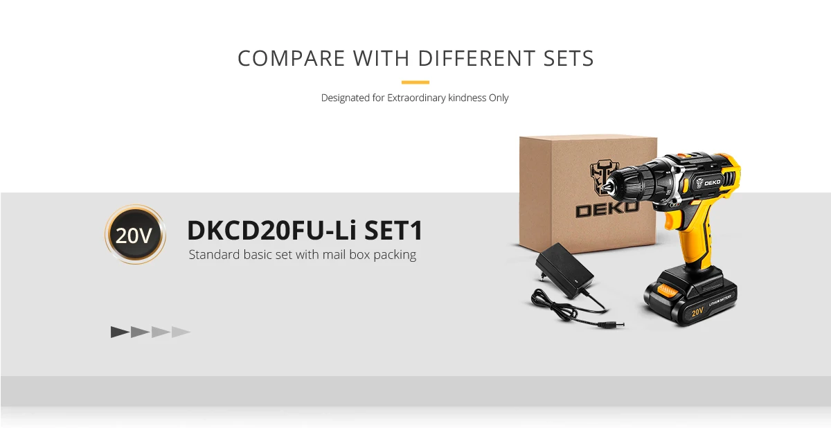 Электрическая Беспроводная Дрель DEKO Sharker, 20 в, со светодиодной ...