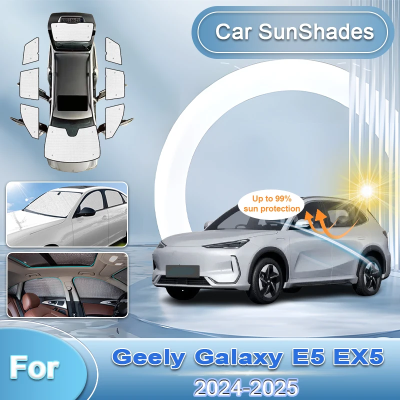 Full Coverages Sunshade Retractable UV Protection Reflector Sun Car Shade Tools For Geely Galaxy E5 EX5 Proton eMas 7