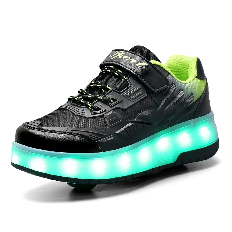 Description Picture 3 of itemKid Wheels Shoes Roller Skate Shoes 2 Wheels Child Deform Sneakers Outdoor Sport Deformation Parkour Runaway Boy Girl Youth Gift
