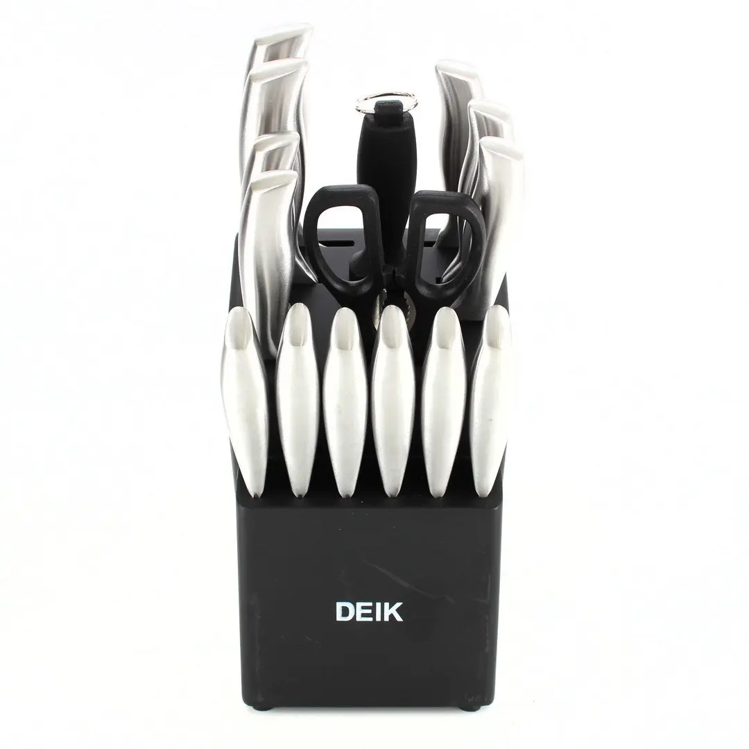 DEIK Knife Set, 16 PCS High Carbon Stainless Steel Kitchen Knife Set,  Non-stick Coated Blade, No Rust, Sharp Cutlery White Knife Set with Acrylic