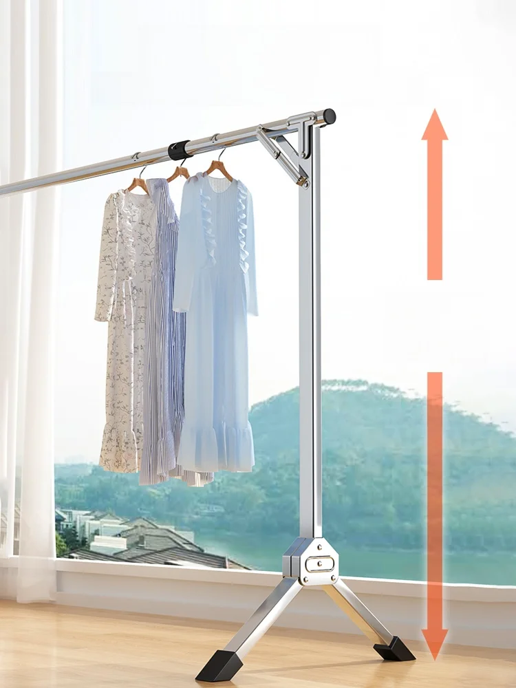 Simple Portable Clothesline Stand Bedroom Balcony Baby Clothes Drng Ra Multi-Functional Stainl Steel und Mounted