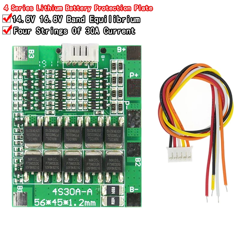 4S 30A 14.8V Li-Ion Lithium 18650 Batteria Bms Pack Pcb Protection Board Balance Circuiti Integrati