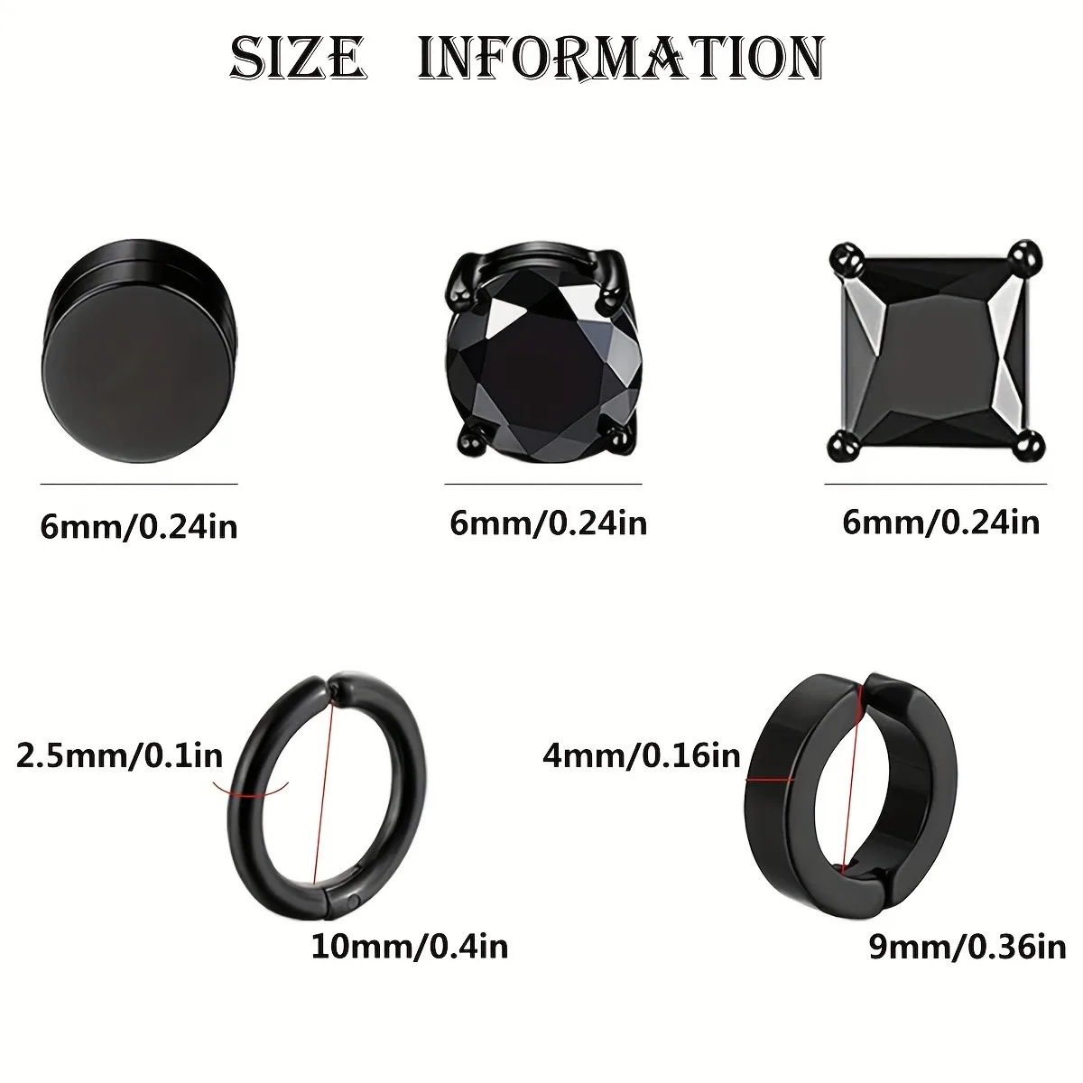Stud Earrings 5-Pack for Men stud earrings ear accessories