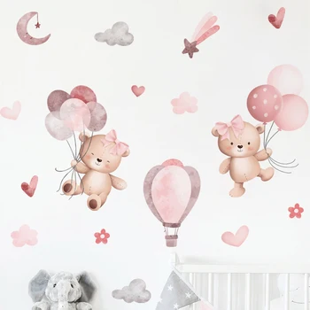 Pink Bear Balloon Wall Stickers 1