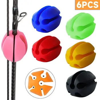6pcs Silicone Fishing Rod Holder Ball Straps 5 Hole Lightweight Fishing Tackle Ties Organizer Storage Racks Fishing Accessories 1