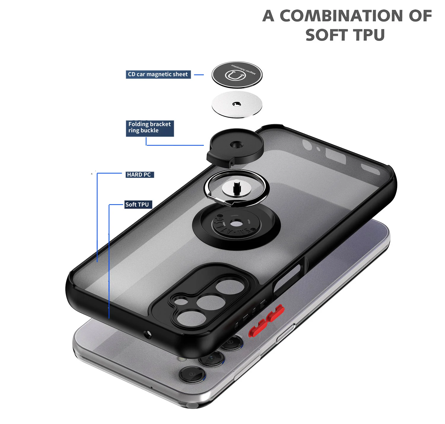 Durable Armor Case with Ring Stand Holder and Grip