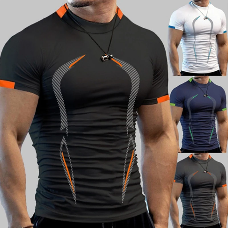 

Men Compression Gym t Shirt Short Sleeve Bodybuilding Fitness Top Tee Man Quick Dry Running Sport t Shirts Male Gym Sportswear