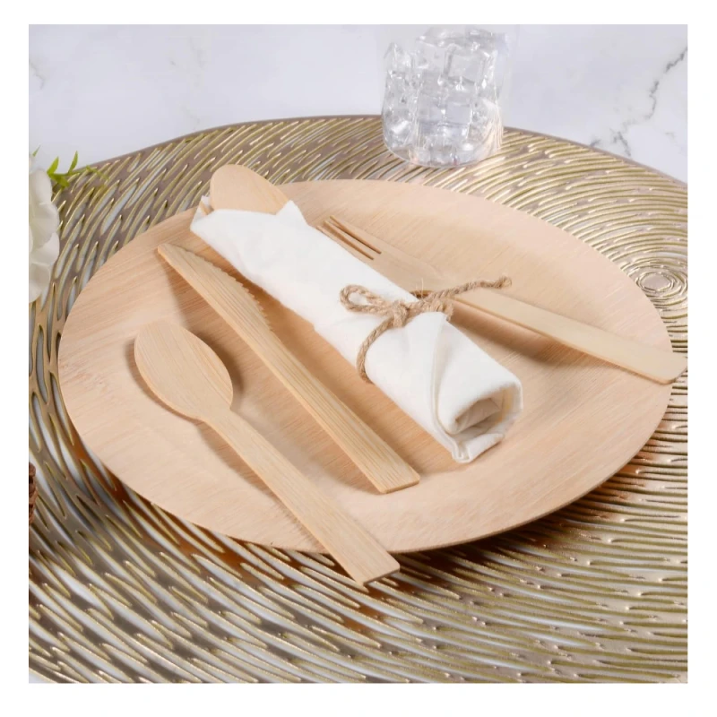 Eco-friendly travel bamboo cutlery set: High-quality disposable knife, fork & spoon for on-the-go dining