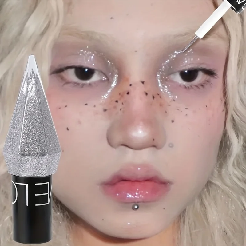 Pearlescent Liquid Eyeshadow, Mini Eyeliner With Smooth Glitter Finish, Silver Sequins, Long-Lasting Shine Eyeliner Eye Makeup 2