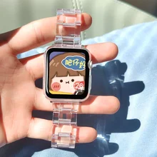 

Strap for apple watch band 44mm 40mm correa 42mm/38mm Resin transparent link smart bracelet iwatch series 7 6 5 4 3 SE 41MM 45MM