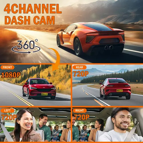 Dashcam for Cars 4 Channel Black Box WiFi Driving Camera FHD 1080P Night Vision Loop Recording Add Hardwire Kit Car Accessories - Image 2