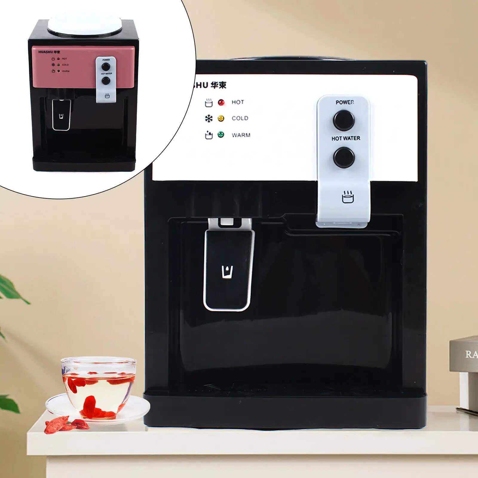5 Gallon Top Loading Countertop Water Cooler Dispenser Hot&Cold Water Drinking Machine Rose Gold/White for Home water cooler dispenser