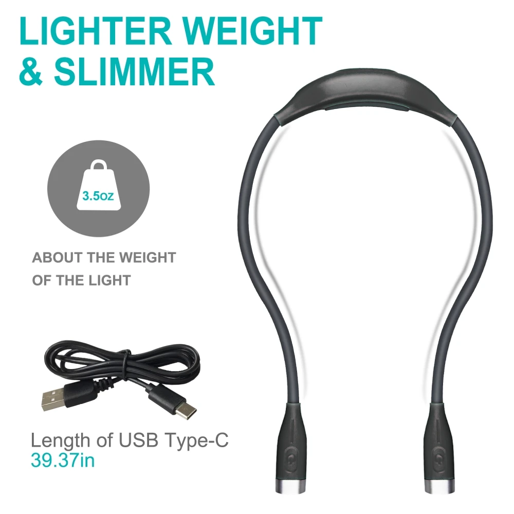 Hug Reading Light, Neck Light for Reading,Sewing,Knitting,LED Rechargeable Hands Free Light for Children,Adults