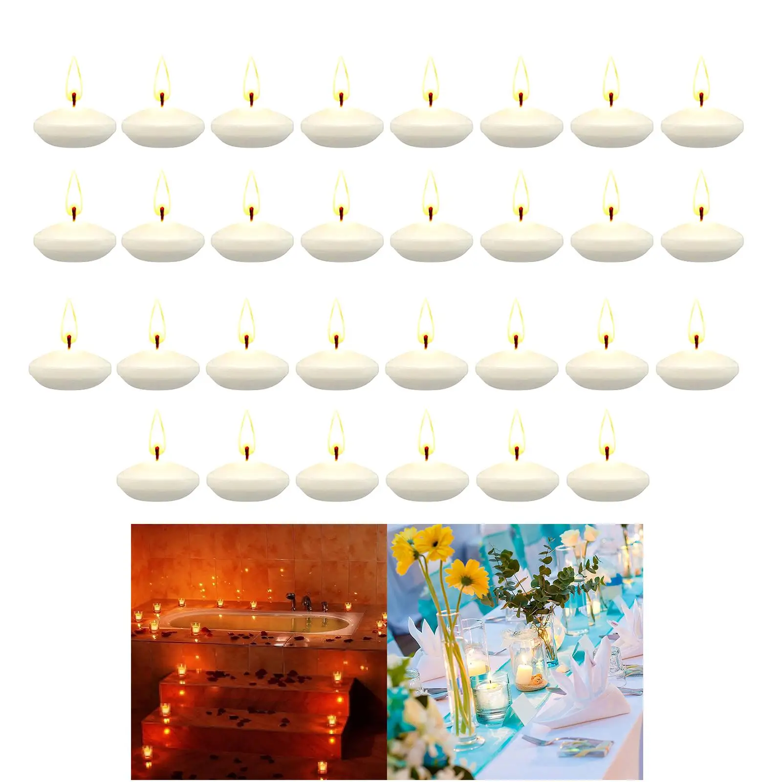 https://ae01.alicdn.com/kf/Sa29a575aa90a49bab127babbf5f84264t.jpg 30Pcs Romantic Unscented Floating Candles DIY Round Decor Party Supplies for Dinners Anniversary Weddings Valentines Events