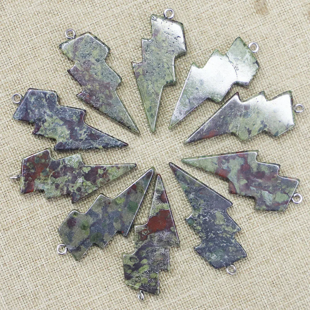 42x20MM Natural Stone Lightning Pendants Charms  for Healing Crystals Necklaces Jewelry Making 10pcs Wholesale