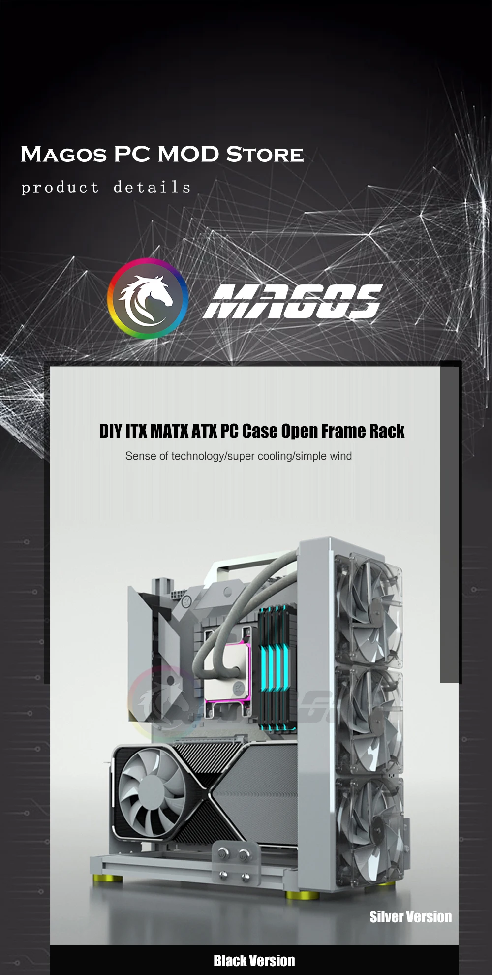 Case Open Frame Alumínio Criativo Torre ATX