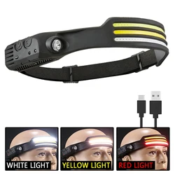 Rechargeable LED Sensor Headlamp - Powerful Camping and Outdoor Flashlight with Multiple Styles (W689-3 Three Color)