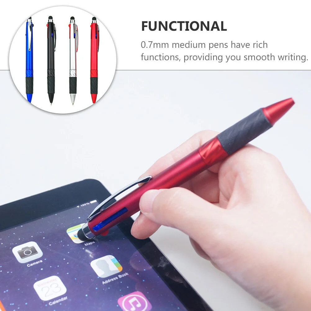 4 Pcs Multifunction Stylus Pilot Ballpoint Pens Portable Meeting Pilot Rotation Tablet 3-color Stylish Writing Multipurpose