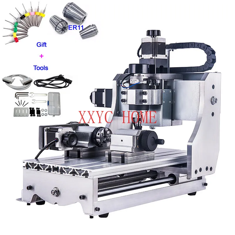 

4 Axis CNC Router 3020 T-D300 Mini CNC Milling Machine with White Control Box Engraver