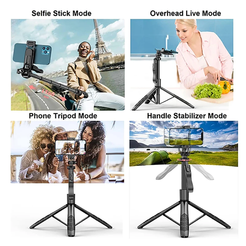 CYKE 61" Selfie stick tripod expandable phone tripod stand wireless remote 360 rotating live video foldable L16