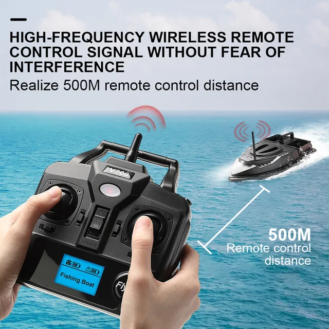 V700 Intelligent RC Bait Boat 500m One Key Return Remote Control Fish Finder Device with Turn Signal Black 3